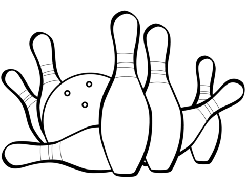 Bowling Pins And Ball Coloring Page